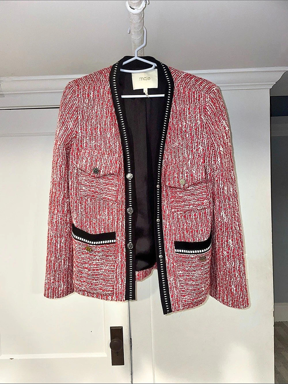 Maje Vivor Red & White Tweed Jacket Blazer Sz Eu 36
ORIGINAL PRICE-$445